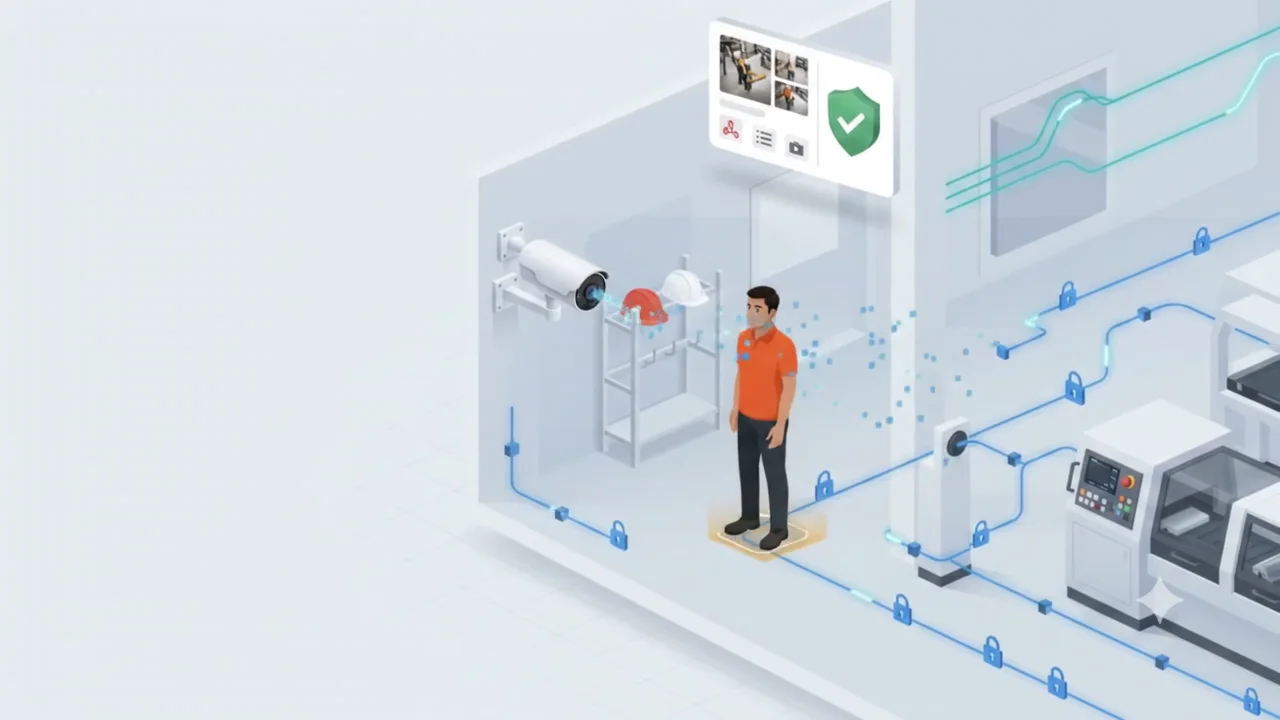 Premium 2.5D concept illustration of the client’s existing CCTV recording activity at the client site.